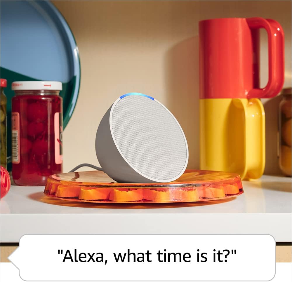 Like-New Amazon Echo Pop (newest model), Our smallest Alexa speaker, Fits in any room, Glacier White